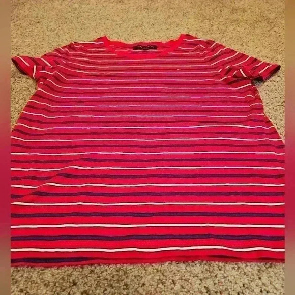 Tommy Hilfiger Red, White, & Blue Striped Short-Sleeve T-Shirt, Size Medium - Picture 3 of 5